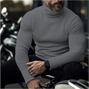 Men's Ribbed Turtleneck Sweater for Warmth and Versatility