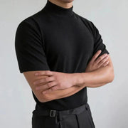 Men's Short Sleeve Turtleneck Top for Fitted Comfort and Modern Style