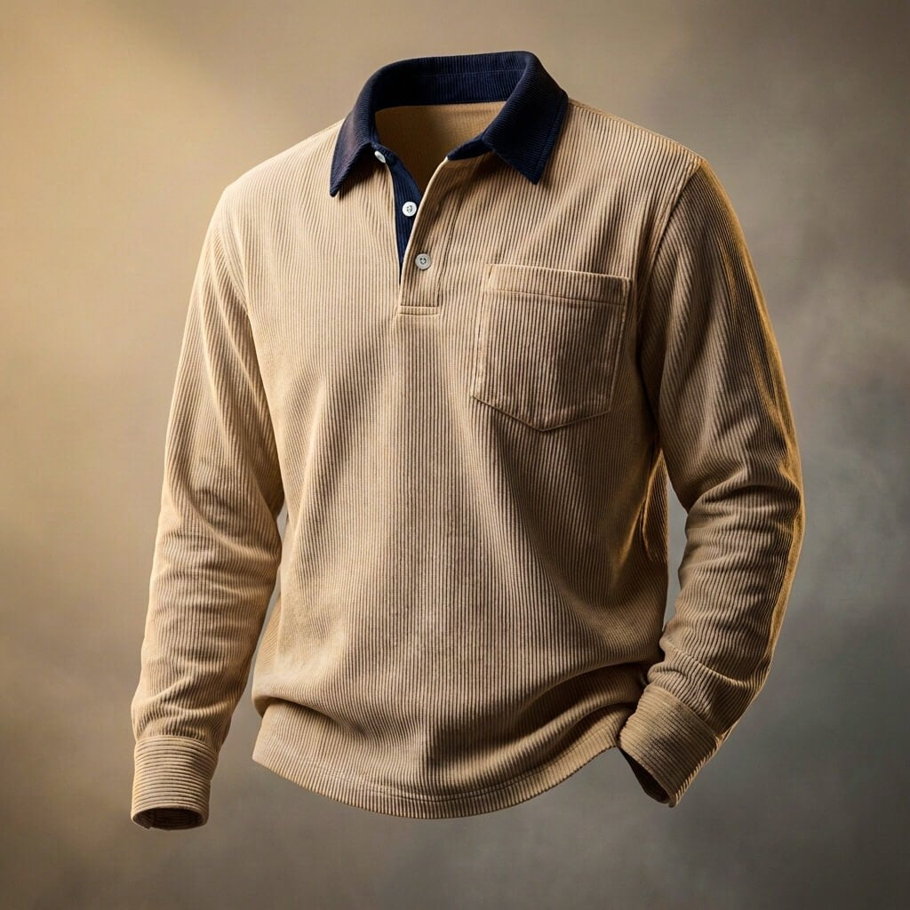 Scott Corduroy Long Sleeve Polo - York Miller