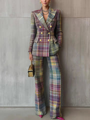 Multicolor Double-Breasted Suit Business Wear