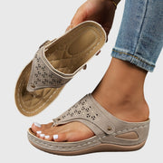 Women's Adjustable Perforated Platform Sandals for Casual Wear