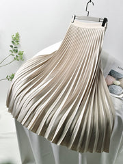 Pleated High-Waist Midi Skirt