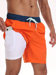 Quick-Dry Swim Shorts with Pocket Liner Fabric Beachwear Lightweight Summer Beach