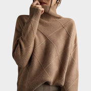 Quilted Turtleneck Sweater for Elegant Casual Outfit and Warm Clothes