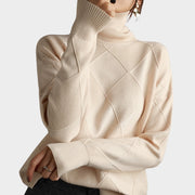 Quilted Turtleneck Sweater for Elegant Casual Outfit and Warm Clothes