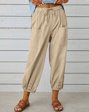 Oversized Relaxed Elastic Waist Jogger Pants Fit Wide Leg Casual Wear Cotton