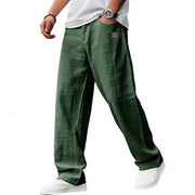 Relaxed Fit Linen Pants Casual Wide Leg Trouser Style Adjustable Breathable