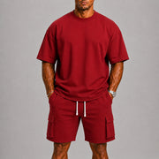 Relaxed Fit T-Shirt and Cargo Shorts Set