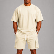 Relaxed Fit T-Shirt and Cargo Shorts Set