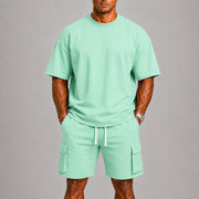 Relaxed Fit T-Shirt and Cargo Shorts Set