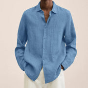 Relaxed Linen Long Sleeve Shirt for Men's Casual Comfort