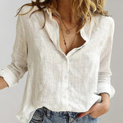 Relaxed Linen V-Neck Blouse Style Casual Wear