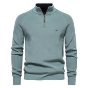 Ribbed Half-Zip Men's Sweater for Work and Casual Comfort