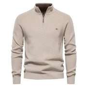 Ribbed Half-Zip Men's Sweater for Work and Casual Comfort