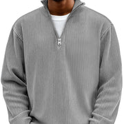 Ribbed Half-Zip Sweater Casual Wear Christmas Knit