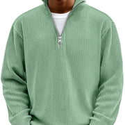 Ribbed Half-Zip Sweater Casual Wear Christmas Knit