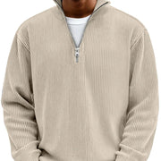 Ribbed Half-Zip Sweater Casual Wear Christmas Knit