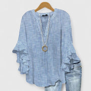 Women's Fall Ruffle Sleeve Floral Blouse Long Casual Wear