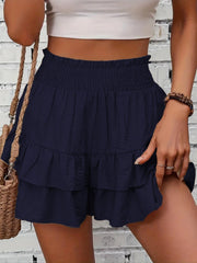 Ruffled Mini Skirt with Elastic Waist Style Casual Wear Summer