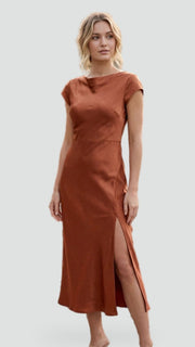 Satin Midi Dress with Side Slit