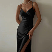 Satin V-Neck Maxi Dress