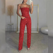 Sequin Strapless Denim Co-ord Set Evening Wear Jeans Style