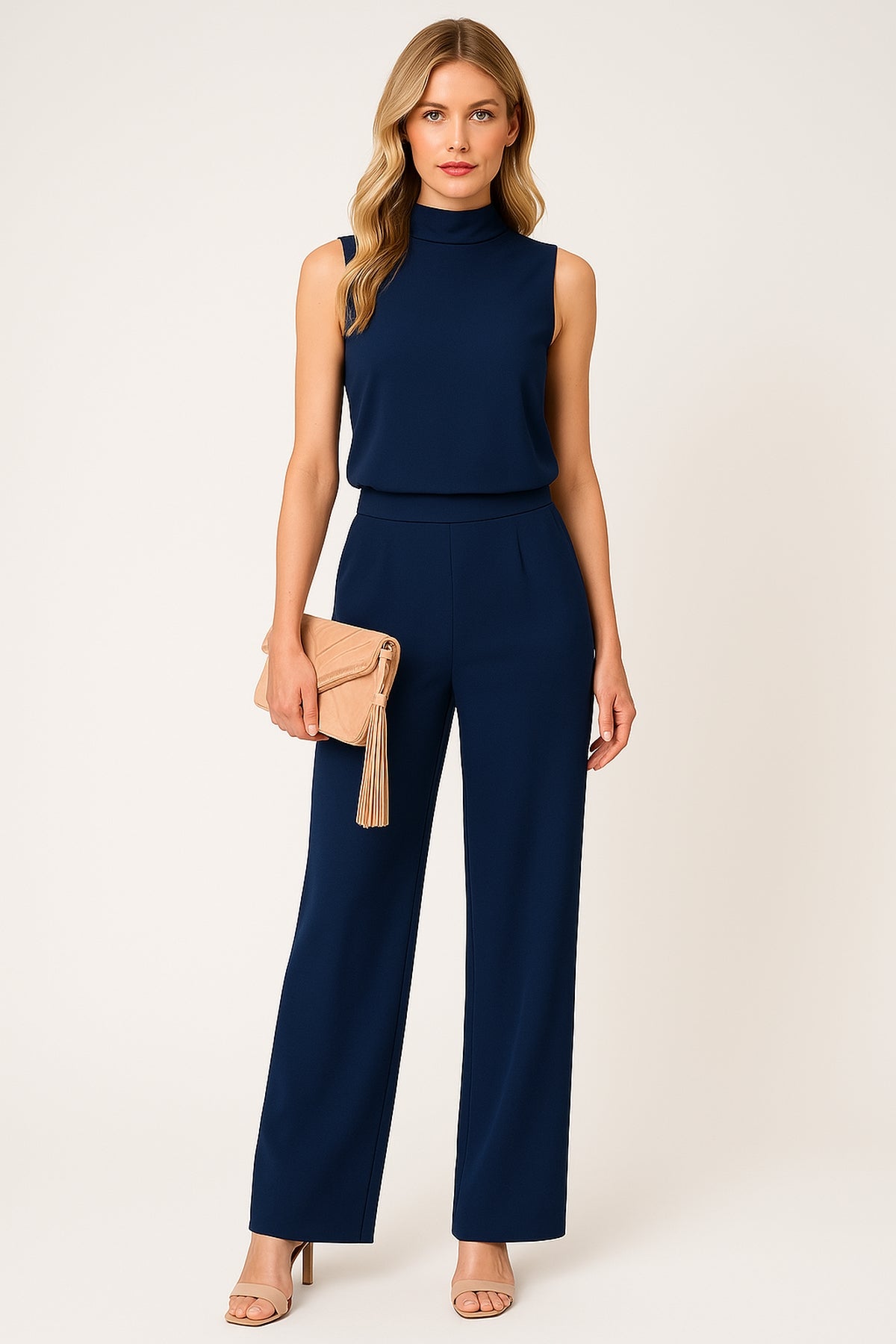 Sleeveless wide-leg jumpsuit, side view