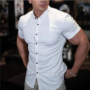 Slim Fit Short Sleeve Shirt Breathable Cotton Casual Wear Lightweight