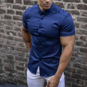 Slim Fit Short Sleeve Shirt Breathable Cotton Casual Wear Lightweight