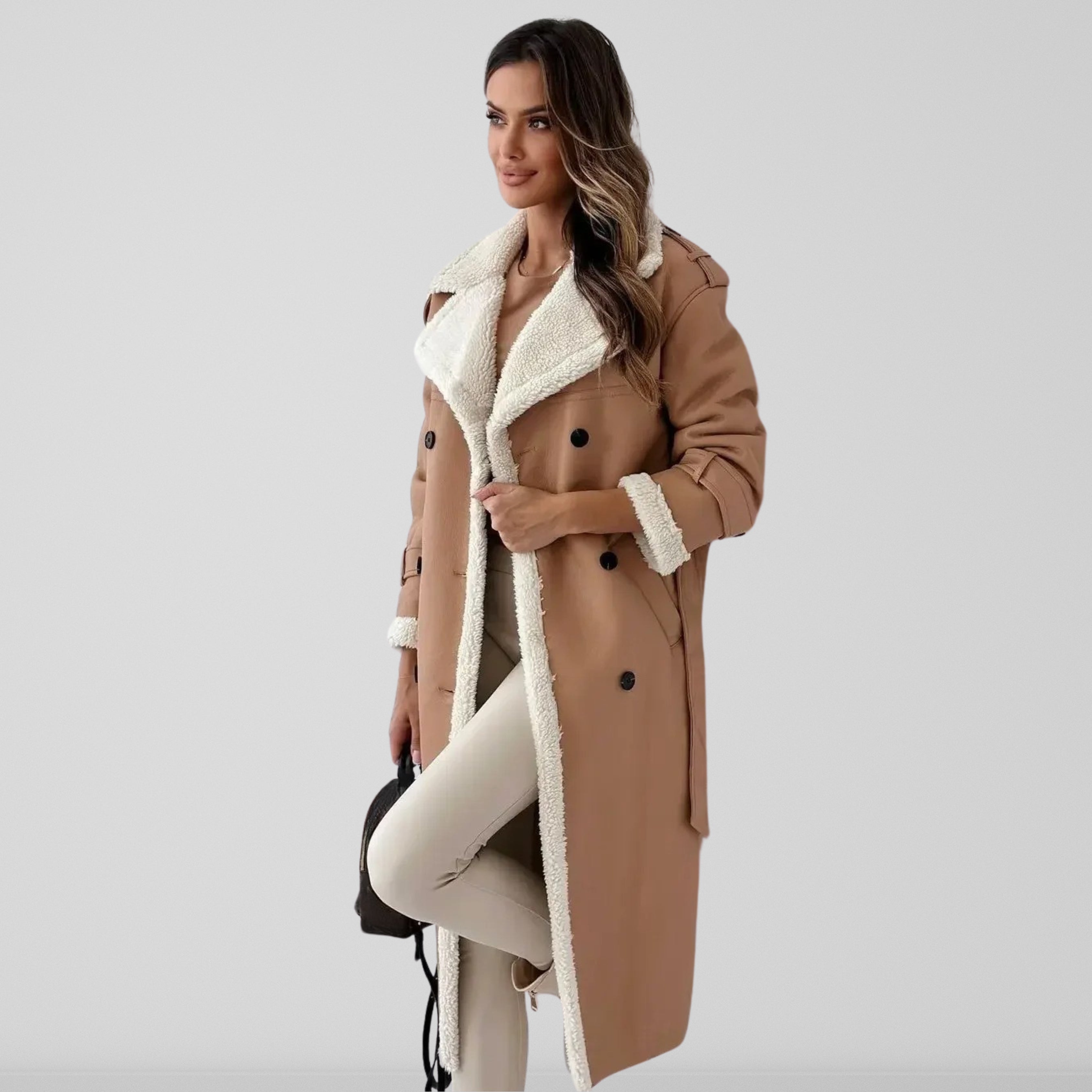 Manteau Cheryl d'hiver long pour femme, coupe élégante et chaleur maintenue adaptée aux tenues raffinées.