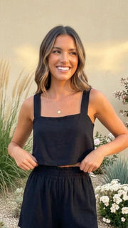 Square Neck Sleeveless Crop Top