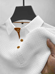 Textured Button-Down Polo Shirt