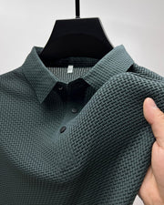 Textured Button-Up Polo Shirt Design Casual Clothing