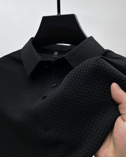 Textured Button-Up Polo Shirt Design Casual Clothing