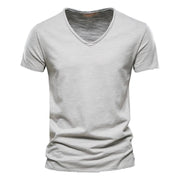 V-Neck Cotton T-Shirt Casual Everyday Wear Breathable Lightweight