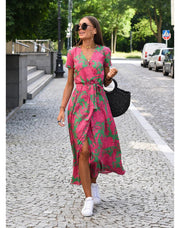 V-Neck Floral Midi Dress