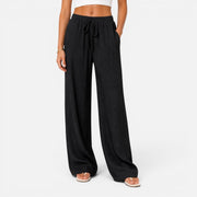 Wide Leg Drawstring Pants Lightweight Style Everyday Wear Adjustable