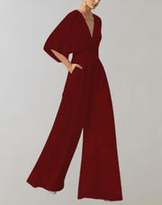 Wide Leg V-Neck Jumpsuit Formal Wear