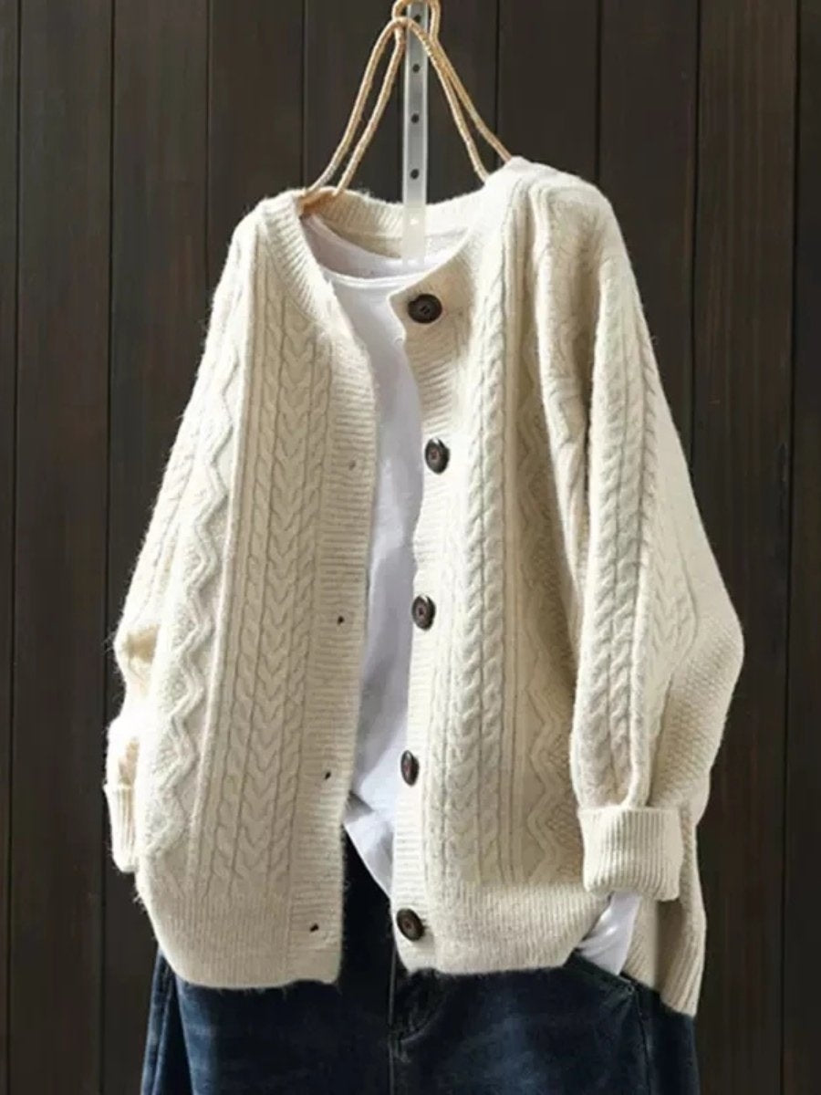 Victoria | Women's Oversized Cable-Knit Button-Down Cardigan Sweater 0