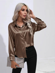 Women's Satin Long Sleeve Blouse for Elegant and Stylish Outfits