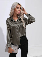 Women's Satin Long Sleeve Blouse for Elegant and Stylish Outfits