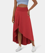 Wrap Midi Skirt with Asymmetrical Hem