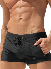 Zipper Boxer Swim Trunks Detail Beachwear Lightweight Summer Beach