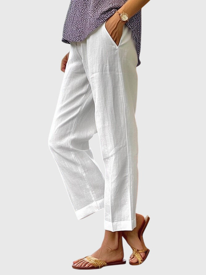 Linen Straight-Leg Pants