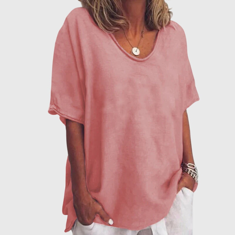 Relaxed Scoop Neck Linen Top