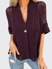 Women's Fall Open Knit Buttoned Cardigan Style Casual Wear