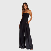 Women's Wedding Guest Strapless Wide-Leg Jumpsuit