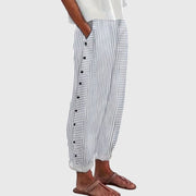 Striped Wide-Leg Button Pants Casual Wear