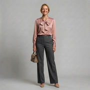 Bow Tie Neckline Satin Blouse