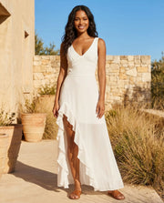 Ruffle Side Slit Maxi Dress
